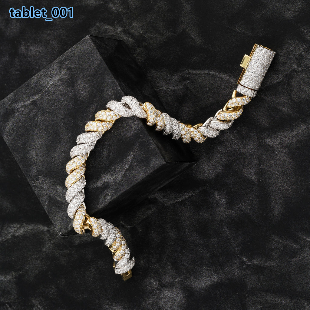 New Design moissanite diamond Cuban Bracelets Fashion Hip Hop 925 Sterling rose gold Plated Cuban Bracelets for Men Bracelet