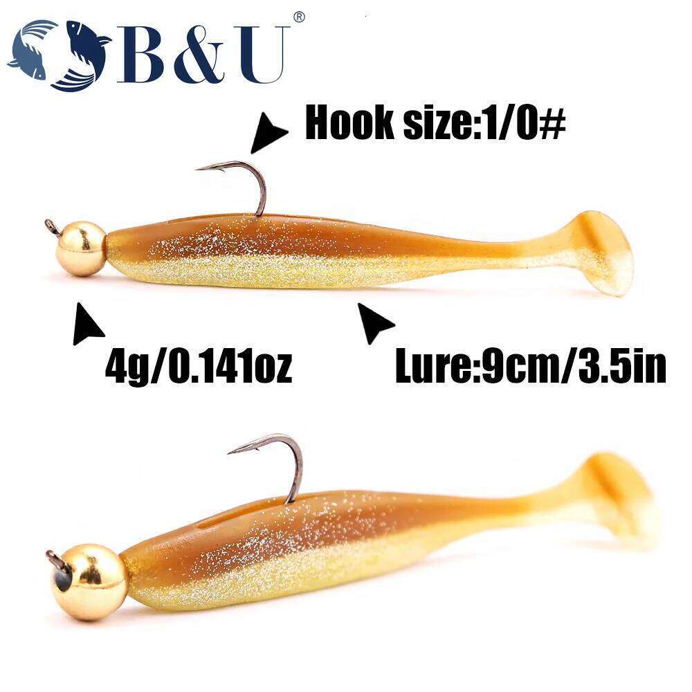 B&U 5pcs Hooks Set Micro 0.5g-4g Copper Head Mini Crank Jig Fishhook for Soft Worm Lure Fishing Accessories Y260305