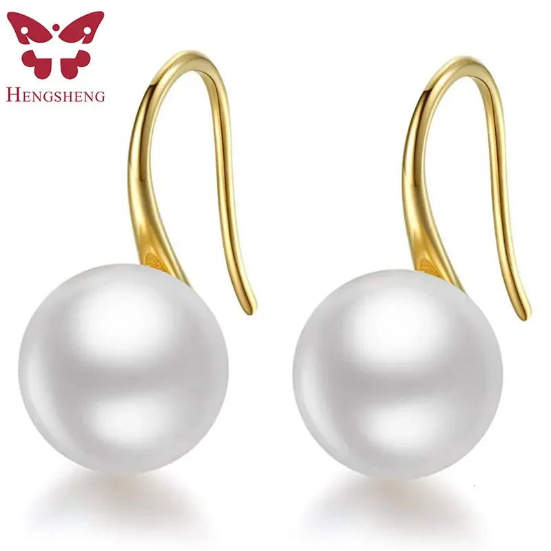 White 8-9mm Cultured Freshwater Pearl Earrings For Women 925 Sterling Silver Freshwater Cultured Pearl Drop Dangle Hook Earring 260303