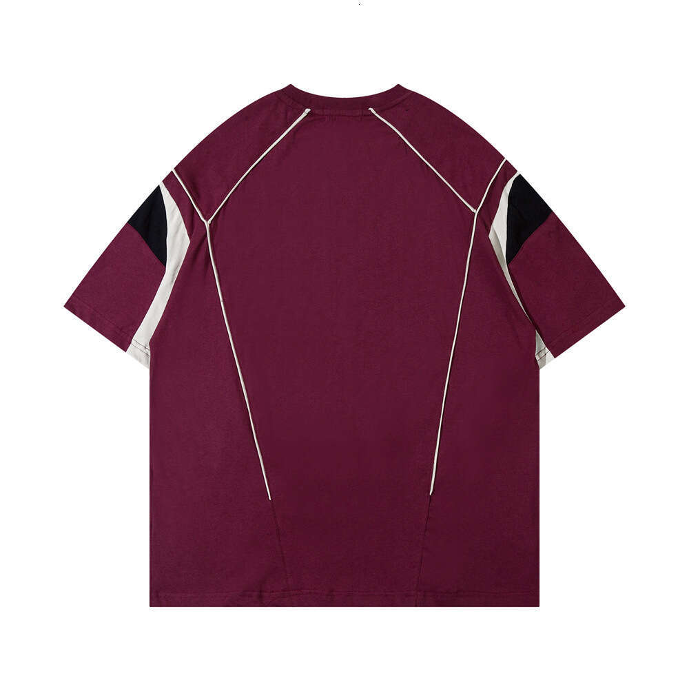 European and American pure cotton sports short-sleeve T-shirt for men, summer patchwork half-sleeve round neck loose-fitting base shirt, trendy street