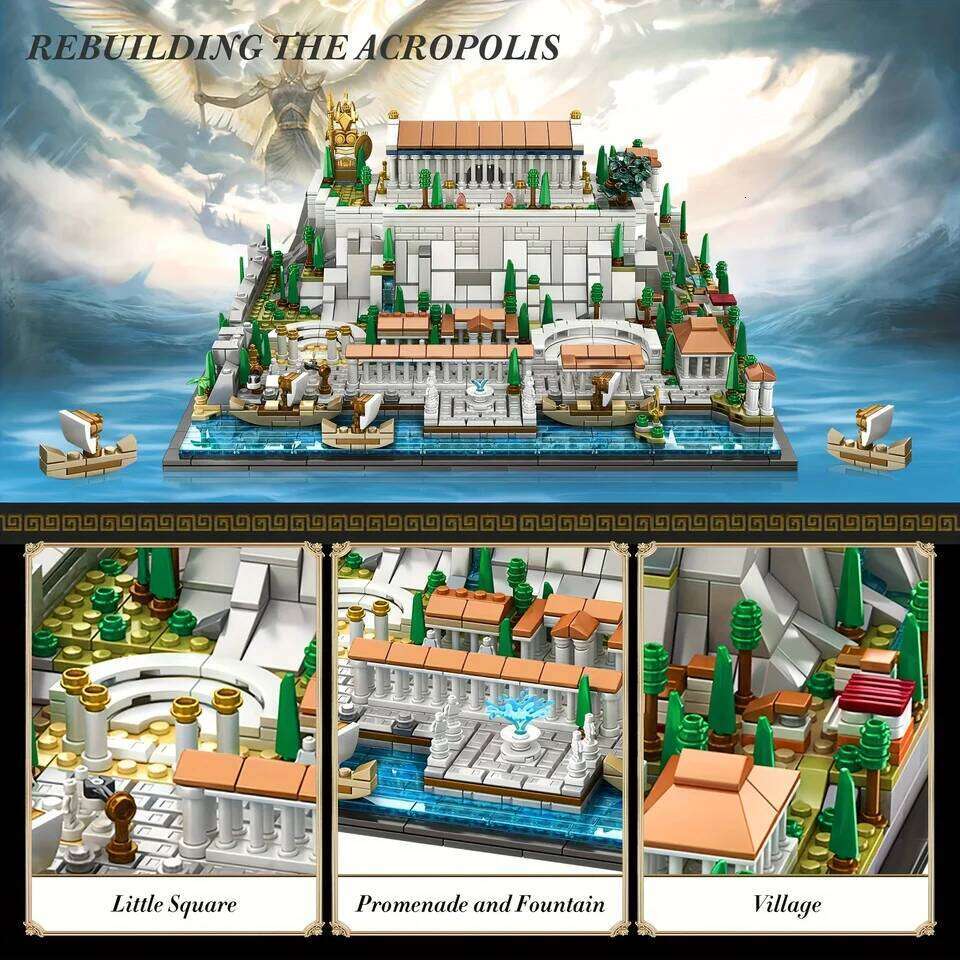 MOC 1988pcs Acropolis of Athens City Buildings Blocks Brick Toy Puzzle Display Model and Home Decor Gift Idea for Kids Z260305
