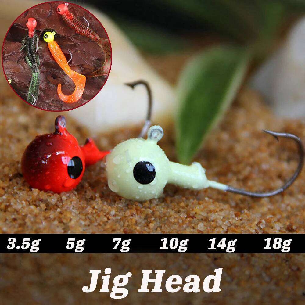 10pcs/lot Metal Jig Hooks 3.5g 18g Color 3D Eye Ball Jigging Head Hook Barbed Crank Shank for Soft Lure Worm Fishing Fishhook S260305