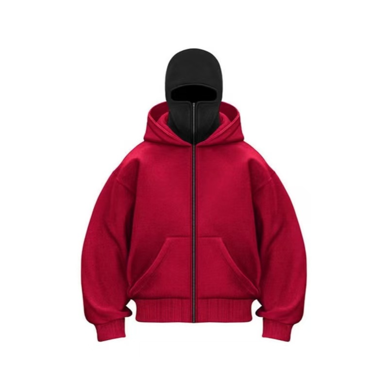 New style Men's zip shirts fleece cardigans masked double hats hoodies sweatshirts euro size loose sports coats