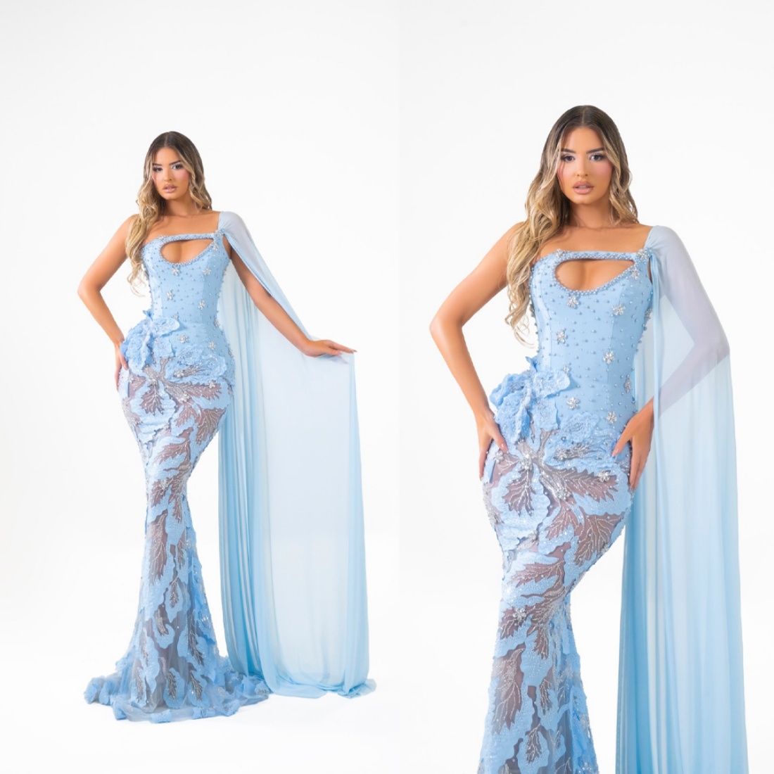 Designer Mermaid Evening Dresses For Women Crystal Beaded Appliques Gown One Shoulder Sleeveless Sweep Train Dress Party Custom Made