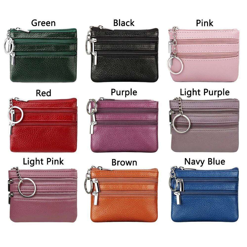 Portable PU Leather Coin Waterproof with Key Ring Wallet Money Bag Wear-resistant Zipper Pocket Purse Women C260304