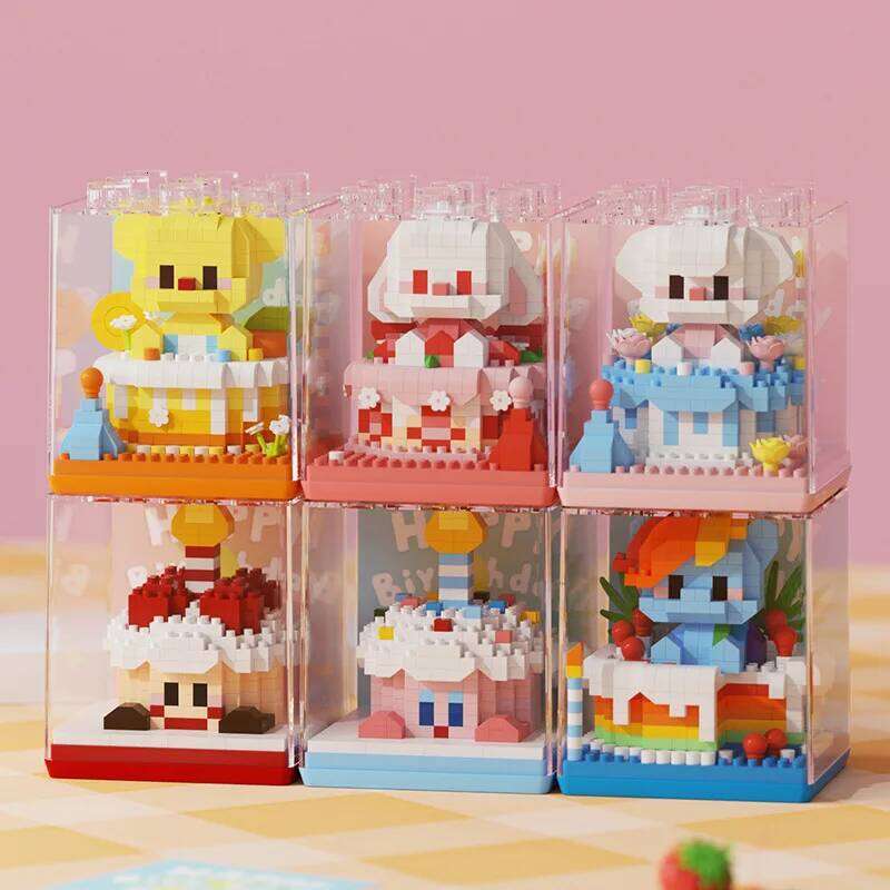 Fun particles assembled building blocks toys cute strawberry cake small ornaments birthday surprise gift Z260306