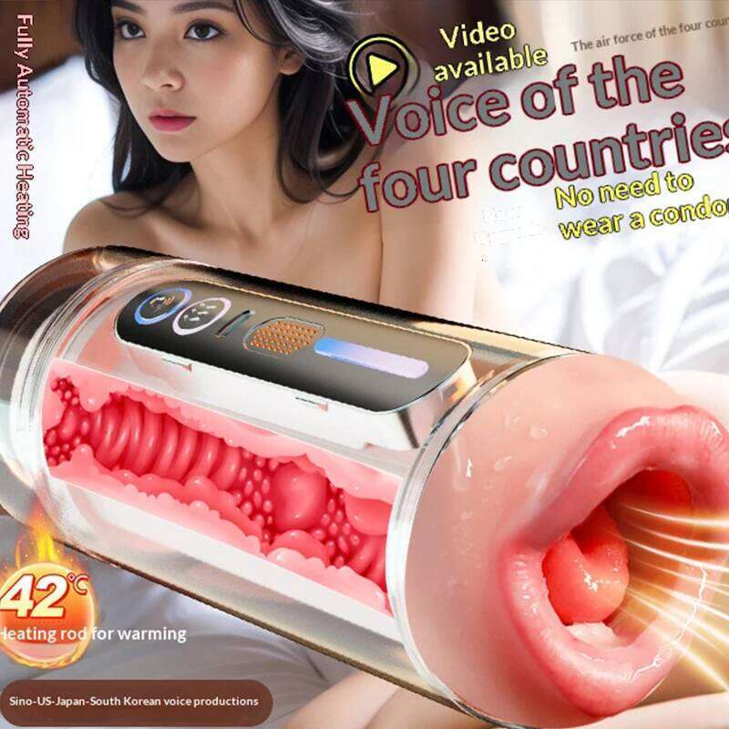 Sex Toys Male Masturbation Cup Telescopic Heated Electric Pocket Pussy Vagina Blowjob Vibration Transparent Masturbators for Men W260305
