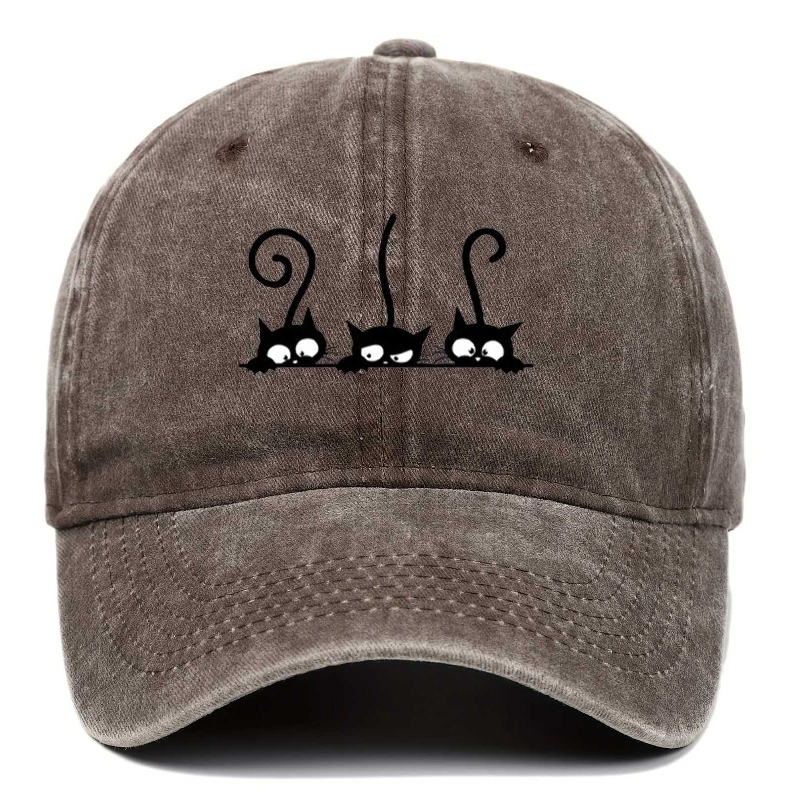 Three Cute Cat Printed Baseball Hats for Men and Women Outdoor Leisure Sunshade Duck Tongue Hats S260306