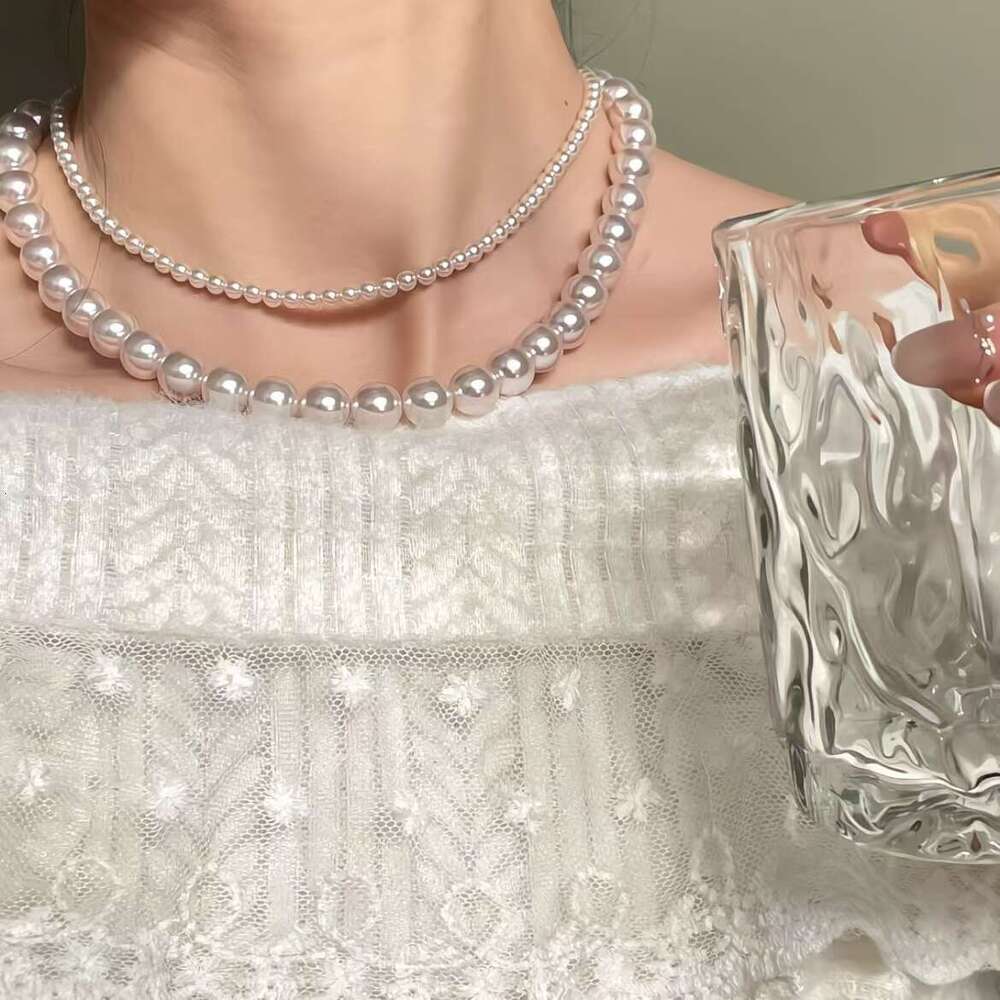 Spring New Manta Rose Pink Purple Pearl Necklace French Gentle Light Luxury Niche Collarbone Chain
