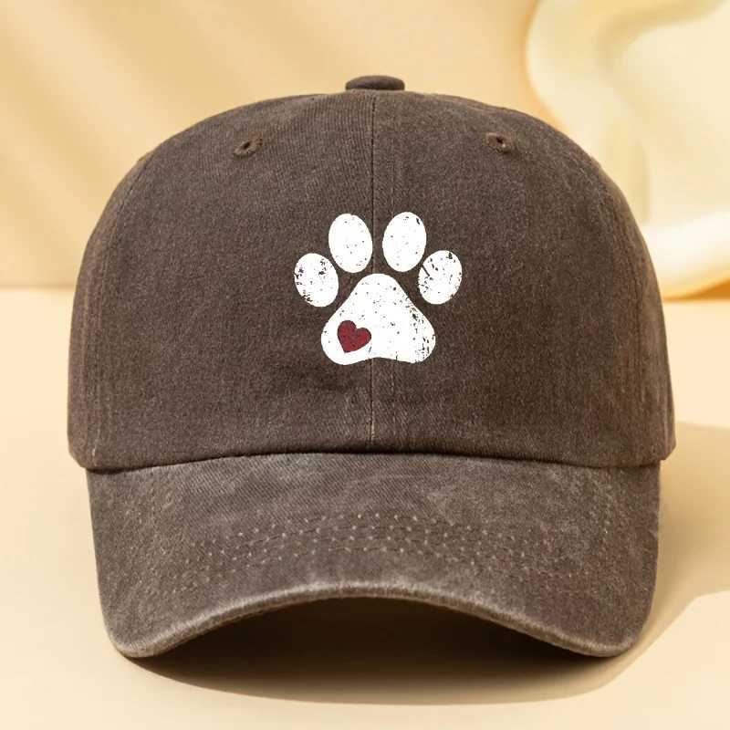 Dog paw print retro baseball cap mens and womens duckbill cap outdoor party camping trip sun hat truck driver S260306