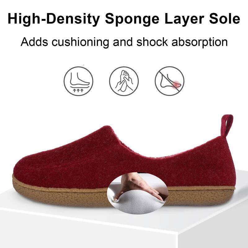 Litfun Fur Cotton Winter Warm Women Men Home Felt Cozy Shoes Indoor Soft Sole Non Slip Slides Plush Heel Wrap Slippers