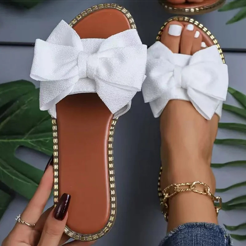 Womens Sandals Sweet Bow Summer Shoes Women Flat Sandals Inddor Outdoor Slippers Women 2026 Sandals Summer Footwear Female 260305