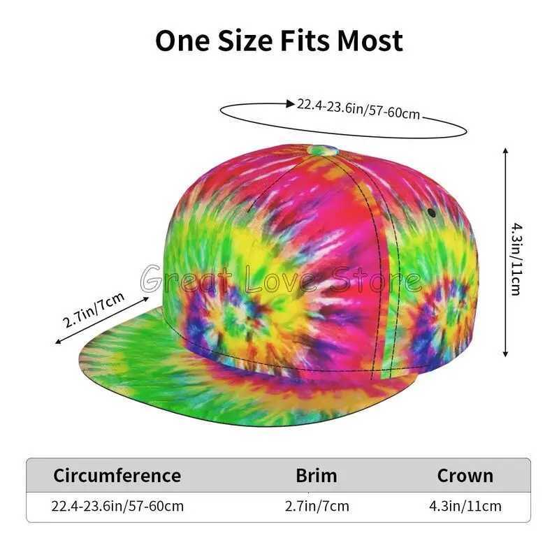 Baseball Cap Men Women - Rainbow Tie Dye Adjustable 3D Printed Snapback Flat Bill Hip Hop Hat S260306