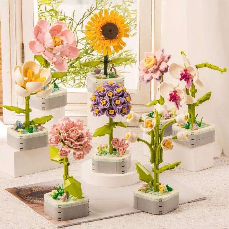 Rose Building Block Flower Eternal Bouquet Prickly Pear Model Plant Decoration Educational Toy For Kids Birthday Gift Z260306