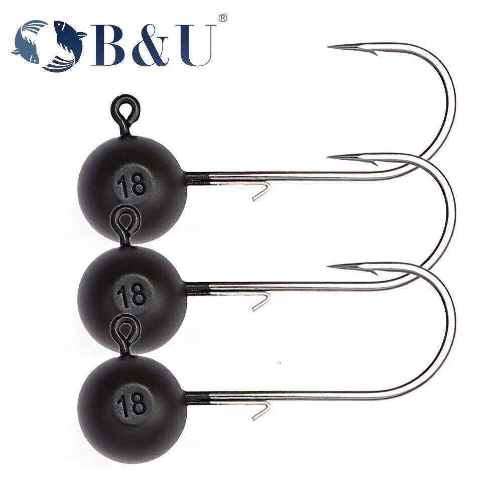 B&U Tungsten Jig Head Hook Barbed Fishhook Fishing Tackle Accessories Kit Pesca Pike Bass Swimbait Fishhooks S260305