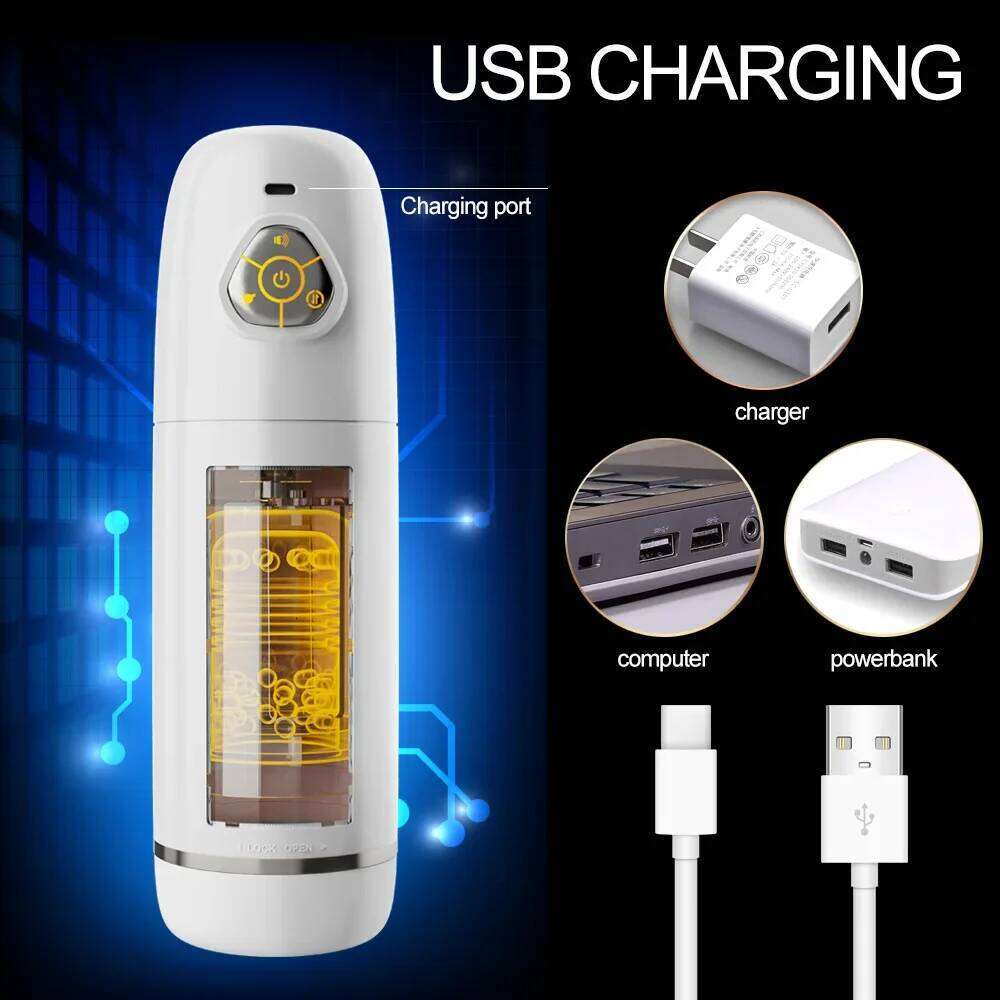 Automatic Telescopic Male Masturbation Cup Rotating Pocket Pussy Vibrators Realistic Vagina Penis Pump Sensation Sex Toys W260305