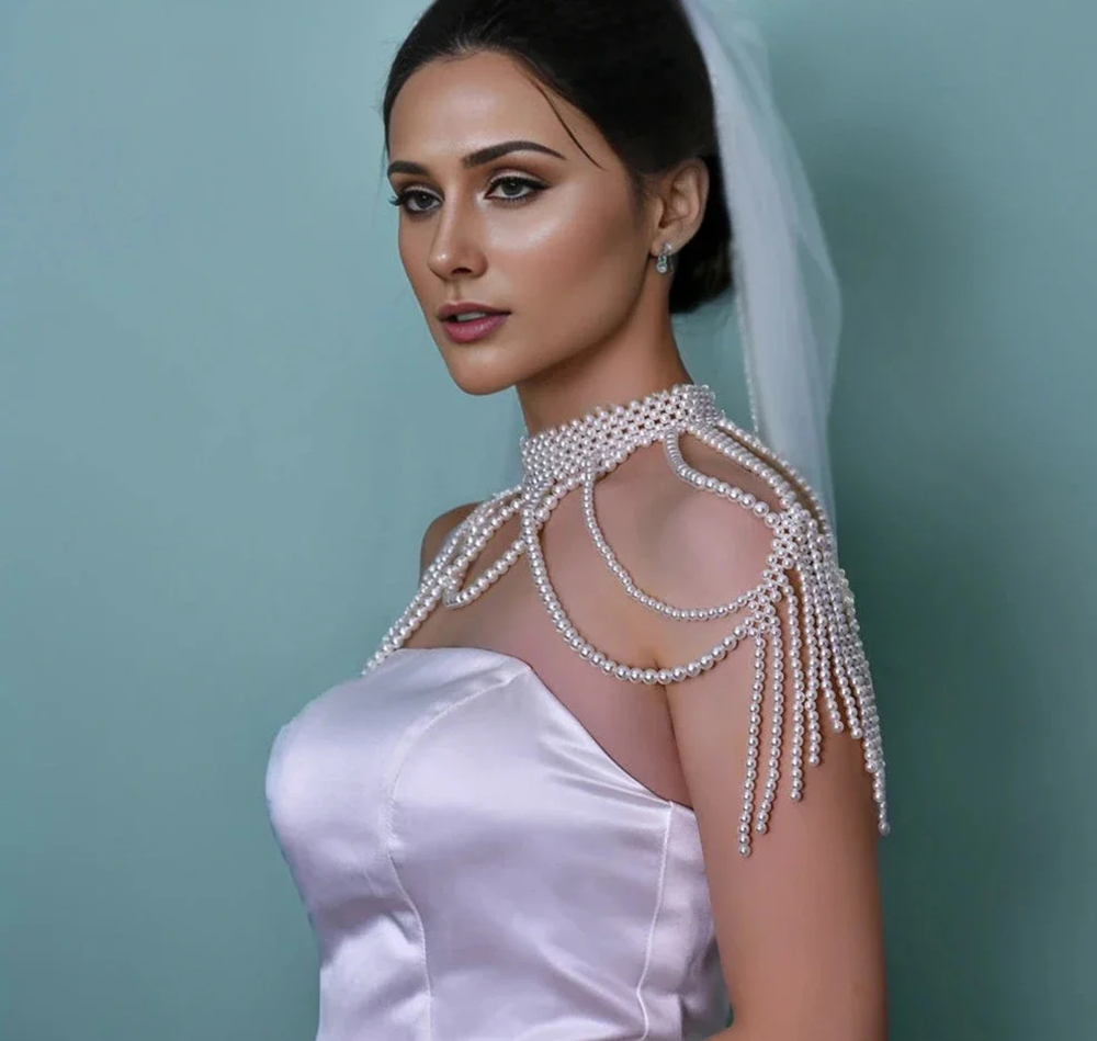 Pearls Bridal Wraps Customized High Neck Wedding Beads Jackets Bolero Jacket High Quality Wedding Accessories