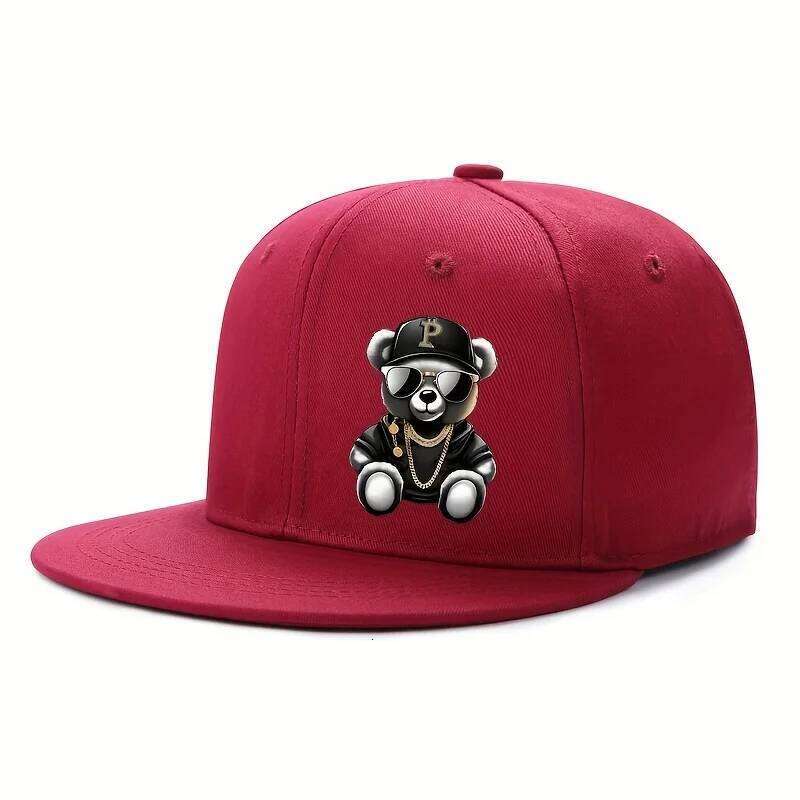 Adjustable Cartoon Bear Printed Hip Hop Baseball Cap Outdoor Sports Beach Casual Wea Fit for Men and Woment street snapback hat Y260304