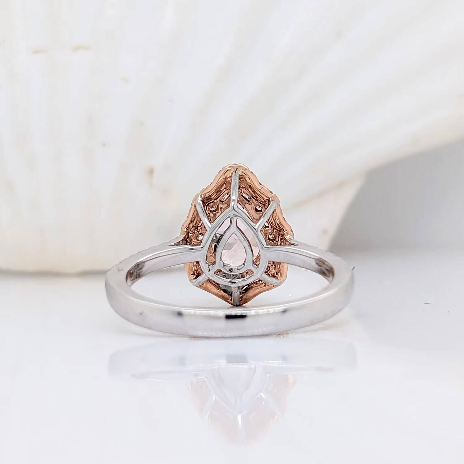 Pink Morganite 14K White Gold Classic Engagement Wedding Ring with Pear Cut 7x5mm Baguette and Round Diamonds