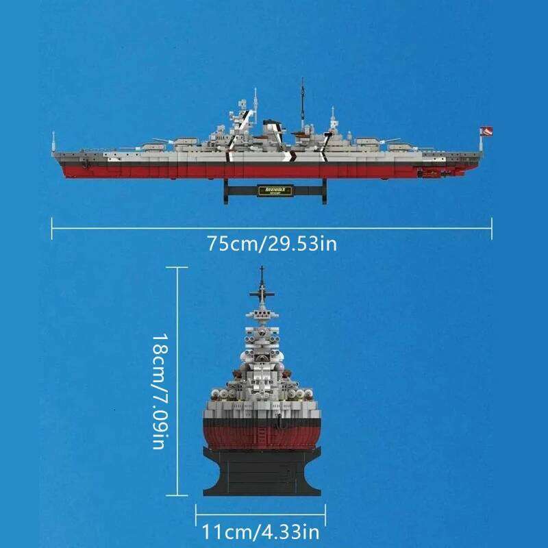 2081PCS Bismarck Submarine Battleship Blocks Large Warship Modular Building Block Assembly Model Toy Adult Gift Z260306