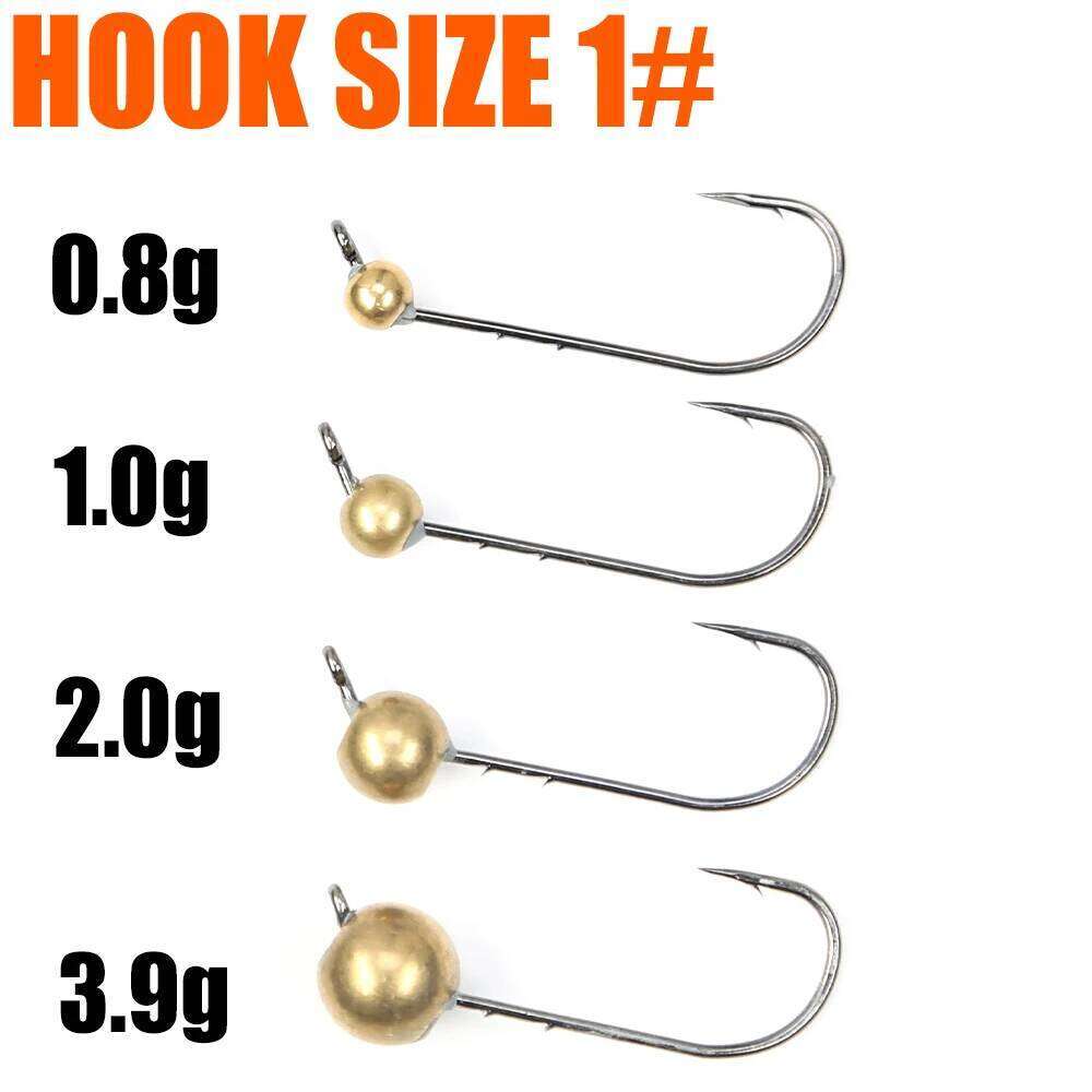B&U 10pcs Mini Micro Rockfish Exposed Head Barbed Trout Soft Worm Lure Jig Hook Fishing Tackle S260305