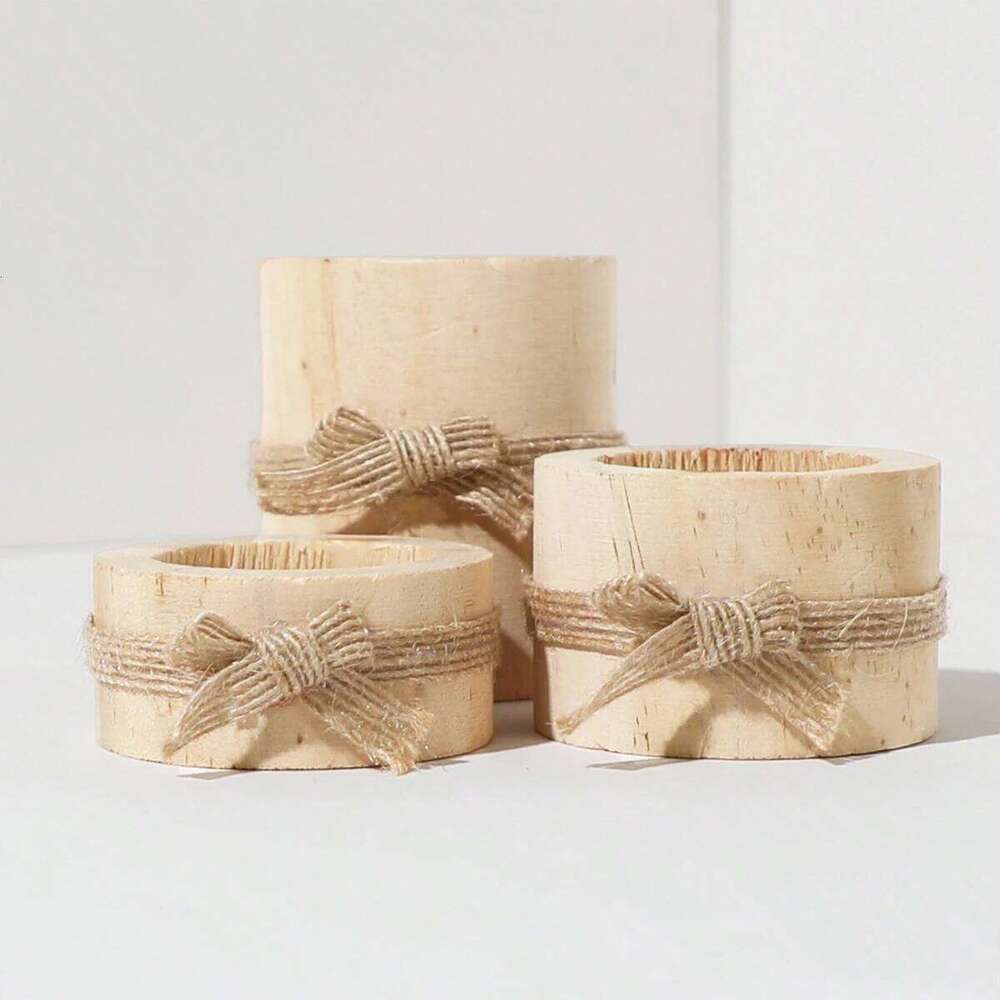 1pc/3pcs - Wooden tea lamp holder, suitable for decorating wooden flower pots in the center of wedding and birthday tables XJ260305