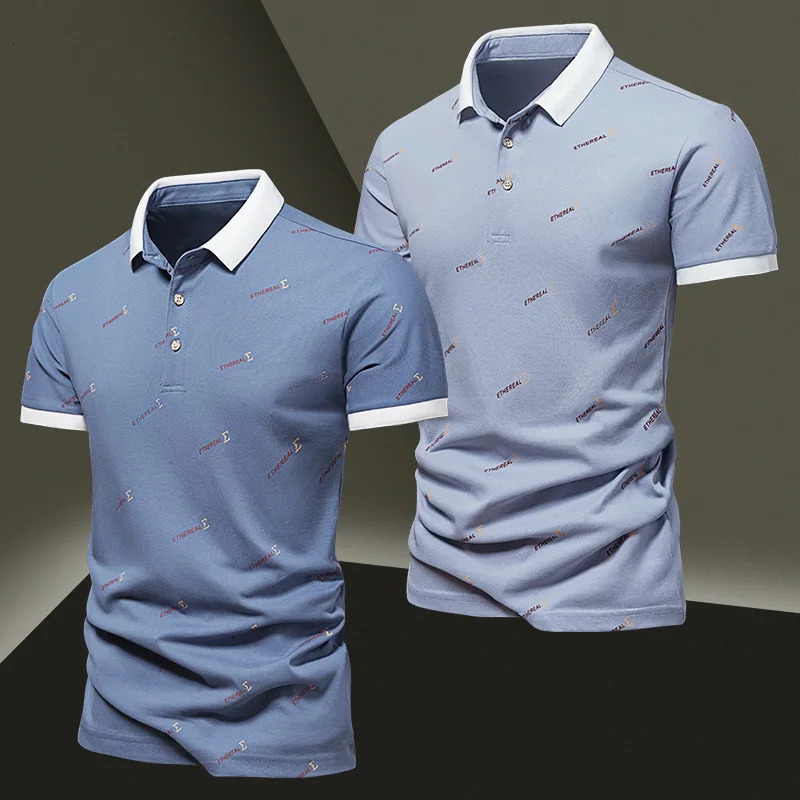2026 Summer Mens Ice Silk Cotton T-shirt Mens High end Business and Leisure Polo Short sleeved T-shirt Mens Top 260304