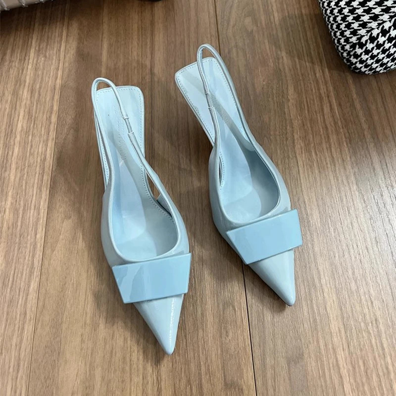 SUOJIALUN Spring Women Sandal Fashion Buckle Ladies Elegant Dress Slingback Shoes Thin High Heel Pointed Toe Pump 260303