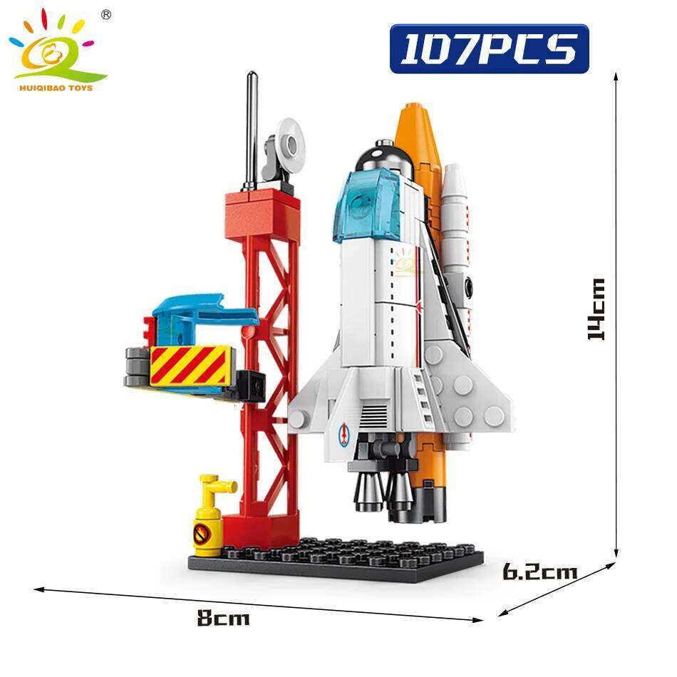 HUIQIBAO Mini Space Aviation Manned Rocket Model Building Blocks City Aerospace Bricks Children Construction Toys for Kids Z260306