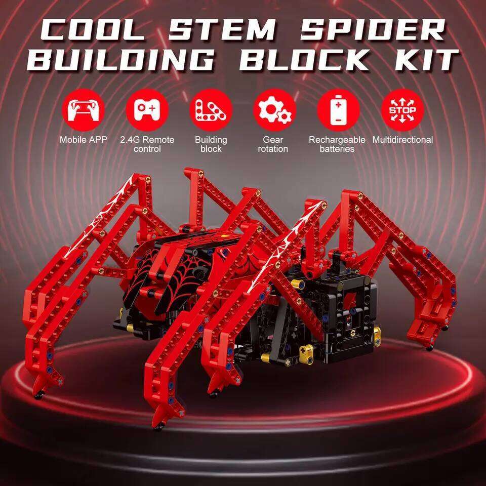818pcs Remote Control Red Spider STEM Robot Building Block Kit MOC Science Construction Play Sets Educational Toy for Kids Gifts Z260306