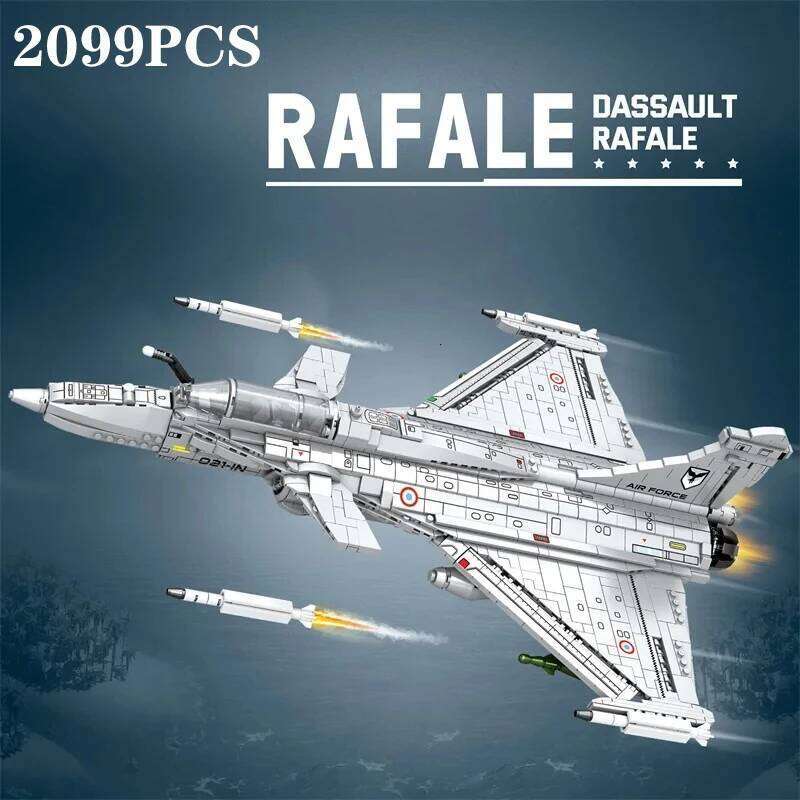2099PCS Rafale Fighter Model Building Blocks Diy Military Plane Series Assembly Bricks Desktop Ornament Kids Toys Holiday Gifts Z260305
