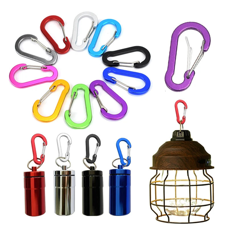 612pcs MultiUse Clips Keychain Clip 5cm Aluminum Alloy DRing Carabiners Fishing Accessories Buckle for Outdoor Camping Hiking 260228
