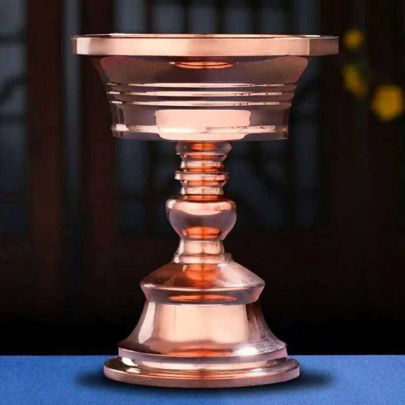 Buddhism Candlestick Holder,Luster Red Copper Altars Cup,Eternal Ghee Floating Holy Candle Lamp,Tibetan Buddhist item XJ260305