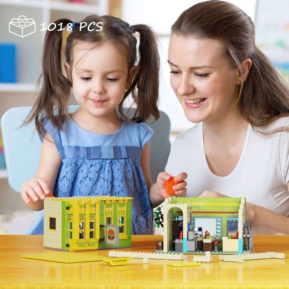 BuildMOC Burgers Store Building Block Set Ideas Bob Movie Street View Model Toys Children Gifts1018PCS Z260305