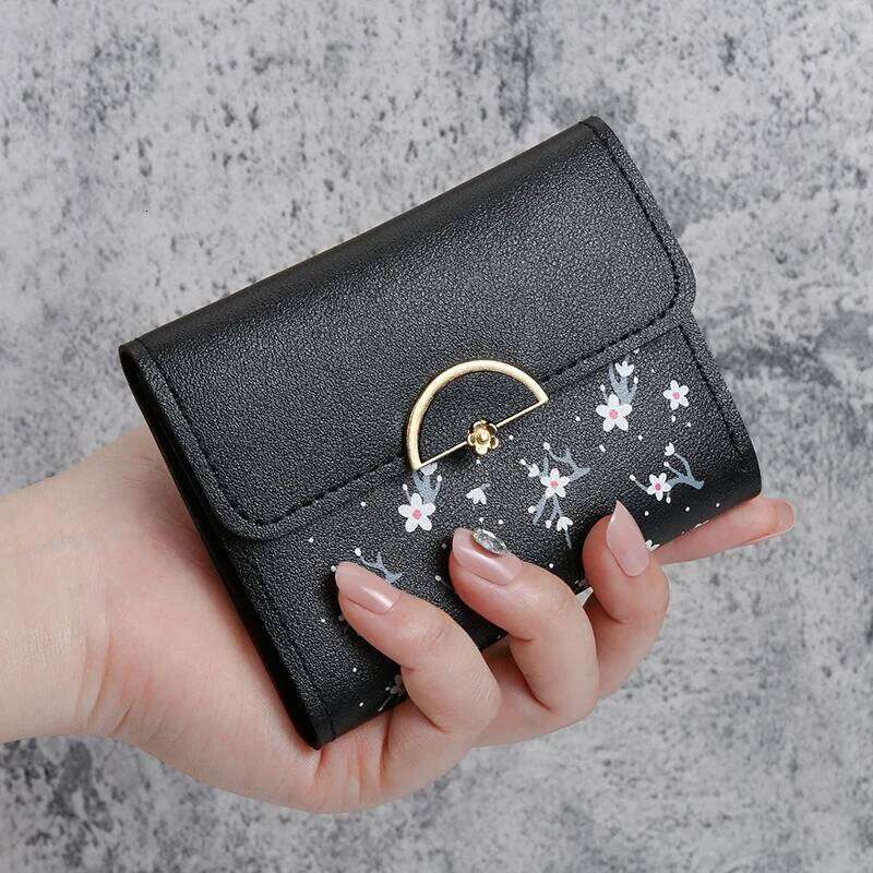 2024 new small female short Korean version of the tide folding personality students cute mini fashion coin purse wallet C260304