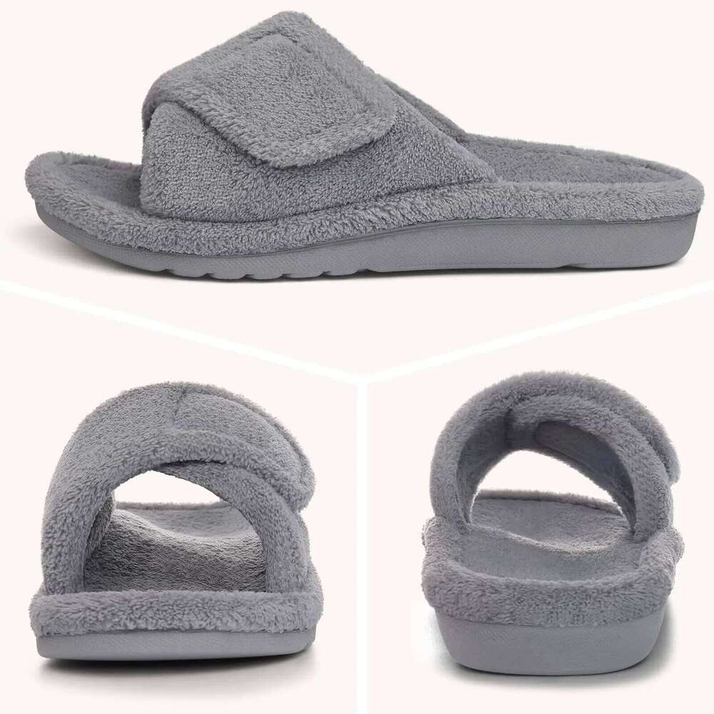 Litfun Women's Orthopedic House Soft Memory Foam Bedroom Slides Comfort Indoor Fluffy Lady Slippers With Arch Support