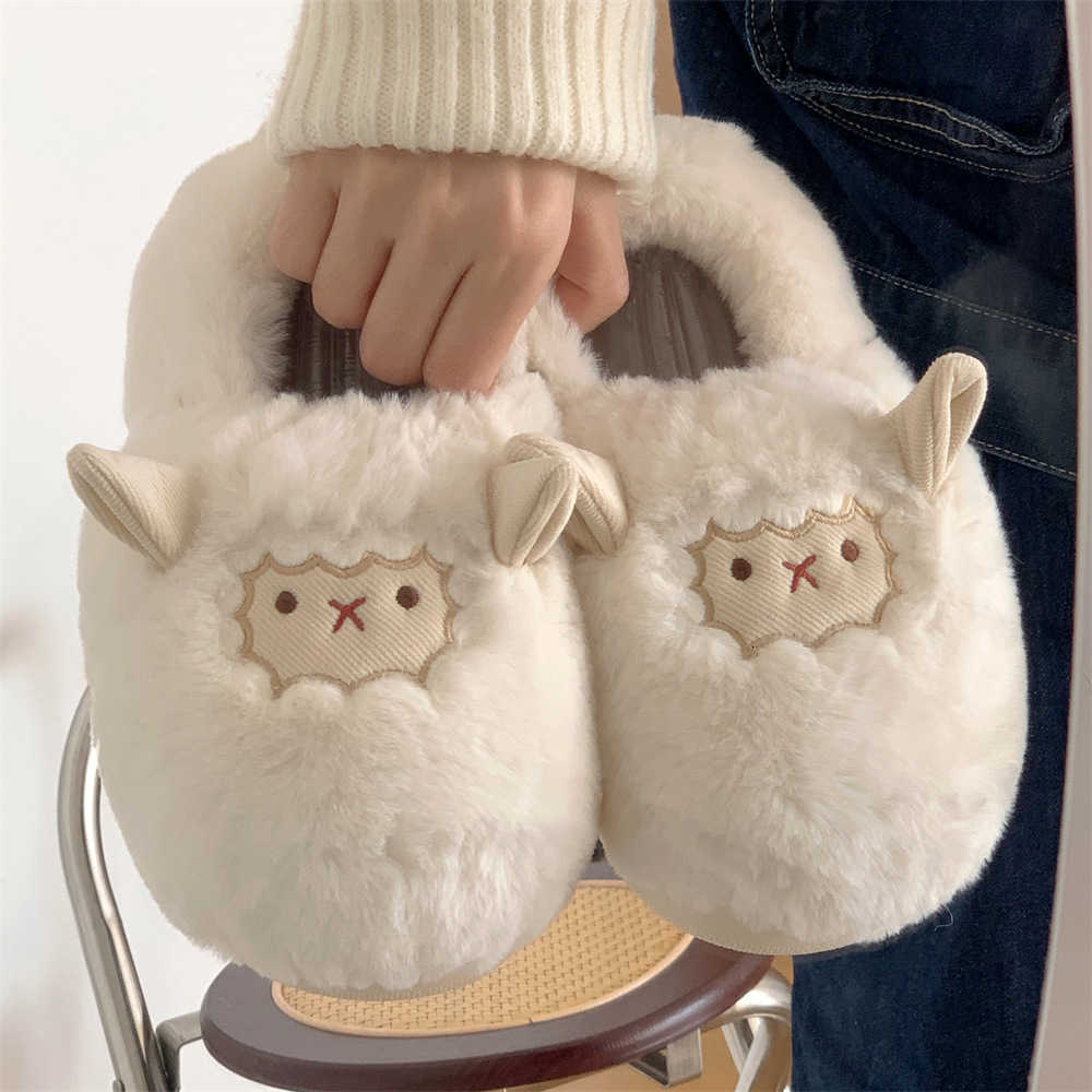 Bedroom warm cotton slippers all inclusive heel soft soled moon shoes womens new winter cartoon small sheep thick soled plush shoes S260305