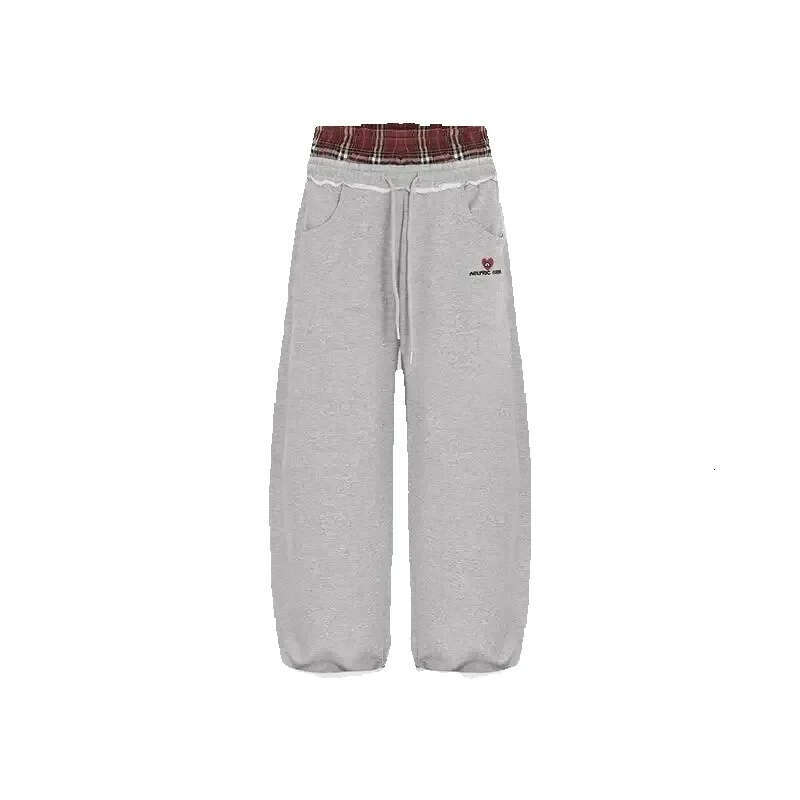 Men's Pants Deeptown Gray Vintage Striped Embroidery Women Sweatpants Style Straight Sports Baggy Casual Hip Hop Men's Clothing