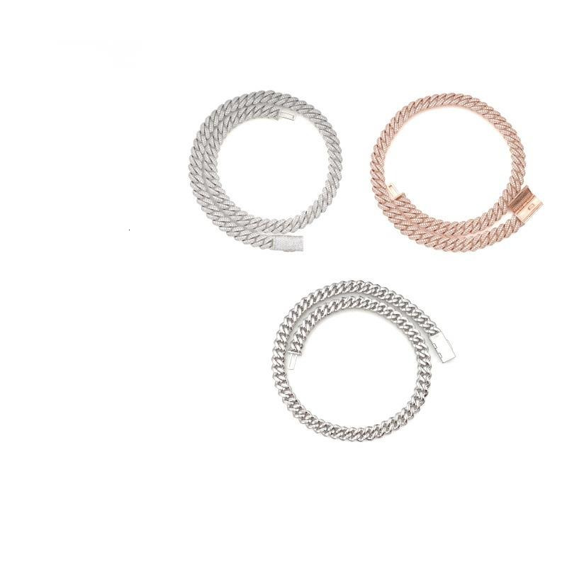 Hip-hop 13mm double-row moissanite bubble Cuban chain jewelry necklace mens high-end bracelet