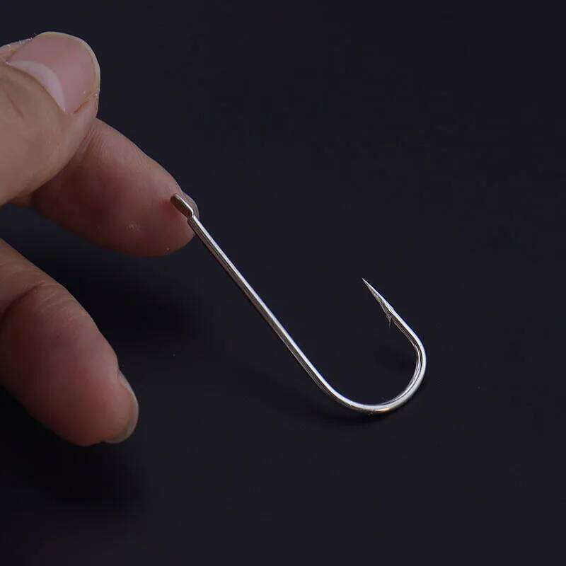 50pcs/lot White Hooks High Carbon Steel Straight And Long Shank Fishhook Tackle For Sea River Bass Perch Fishing S260305