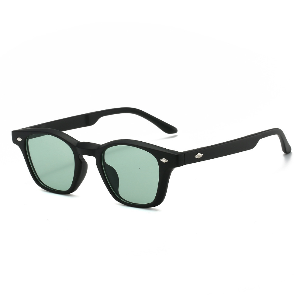 Cool Square Glasses European and American New Style Small Frame Single Beam Trendy Fashion Sunglasses with Studs