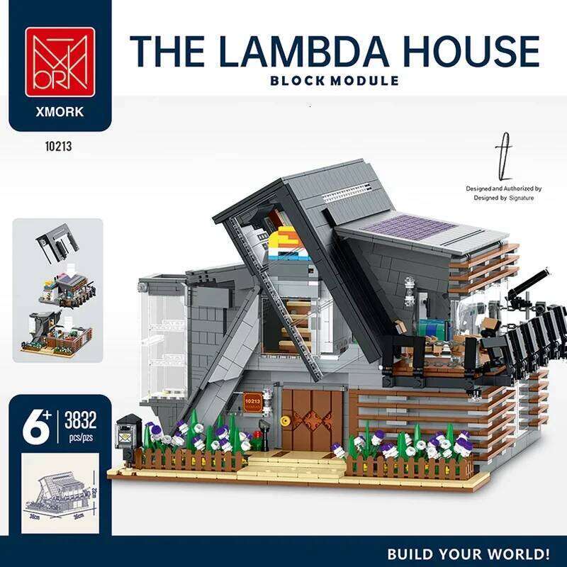 3832Pcs The Lambda House Building Blocks Model MOC Modular City Architecture Bricks Street View Sets Kid Toy for Childrens Gifts Z260306