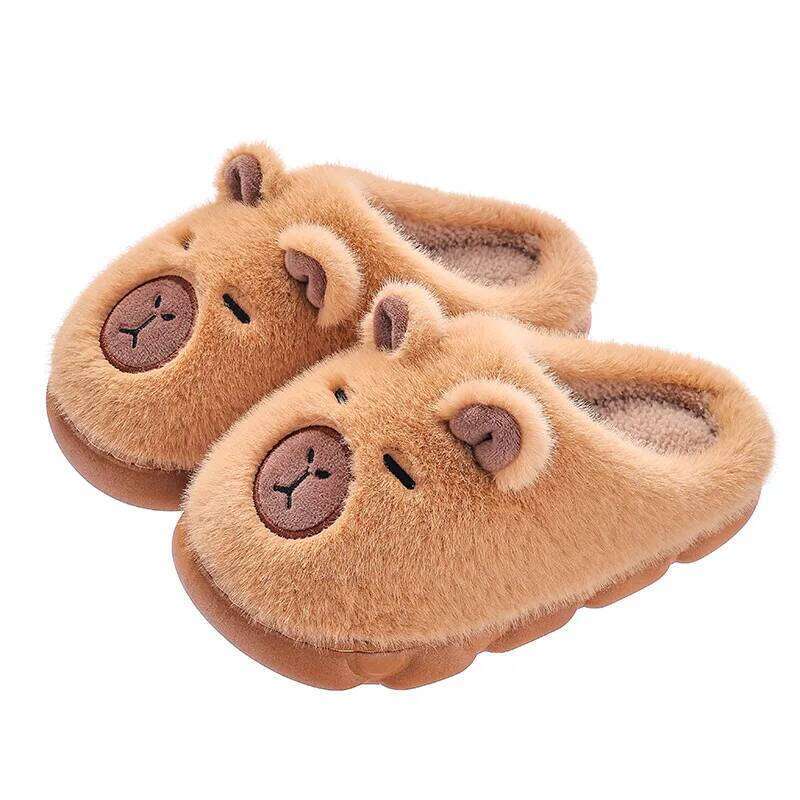 Winter Home Couples Warm Plush Neutral Cartoon Cow Indoor Anti Slip Comfortable Cotton Slippers for Men and Women