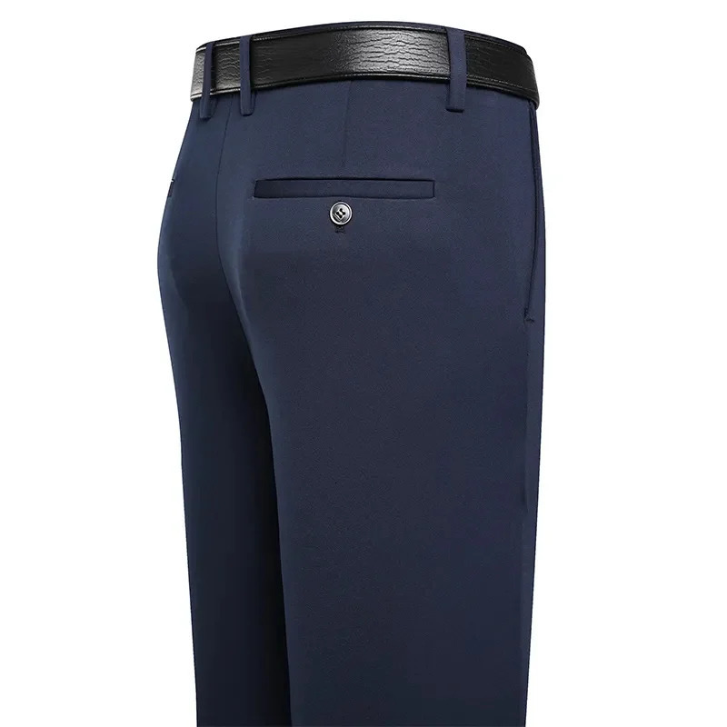 Mens Trousers Summer Thin Business Casual Pants Classic Solid Color Elastic Comfortable Loose Straight Mens Wear 260304