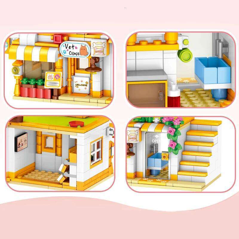 Creative Space Museum Model Girl Series Pet Hospital Building Block Theater DIY Assembly Enducational Decor Toys For Kids Gifts Z260305
