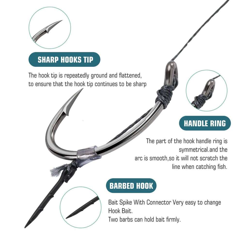 Sougayilang European Hook Set 6 Sharp with Multiple Layers of Grinding Reinforcement on the tip for Carp Fishing S260305