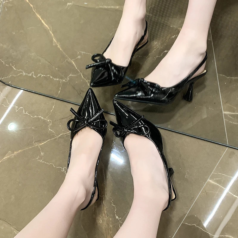Summer Pointed Toe High Heel Women Sandals Fashion Butterfly-knot Singbacks Pumps Female Elegant Stripper Party Sandalias 260303