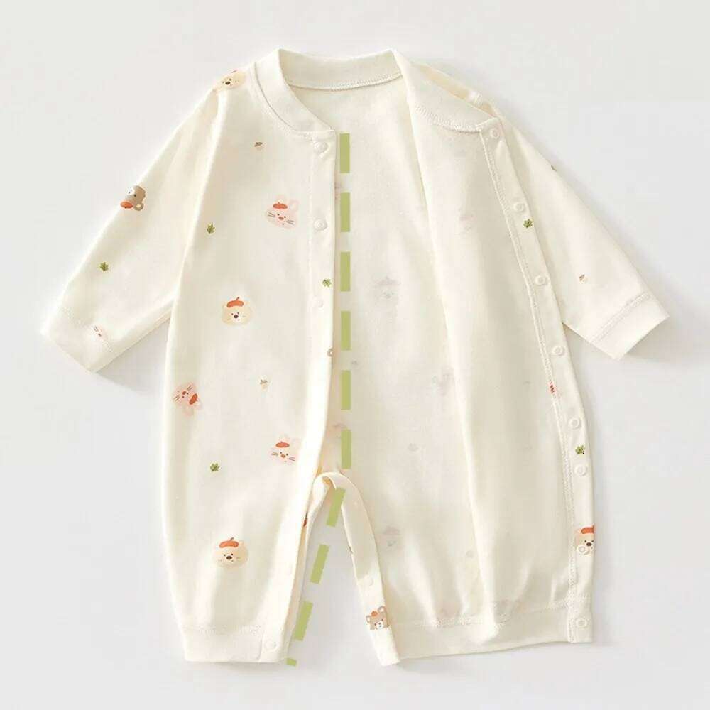 AYNIGIRLL 0-18M Baby Boneless Newborn Single Breasted Romper Boys and Girls Cartoon Bodysuit Long Sleeve Climbing Suit Z260306