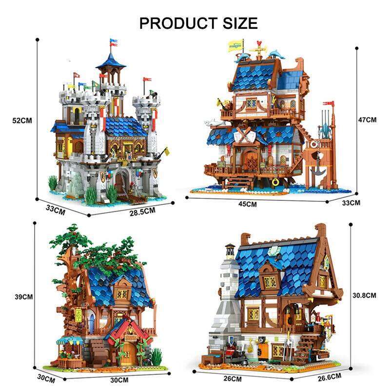 Medieval Series Architecture Building Blocks Model Middle Ages Castle Set MOC Street View Modular Tree House Bricks Toy Boy Gift Z260306