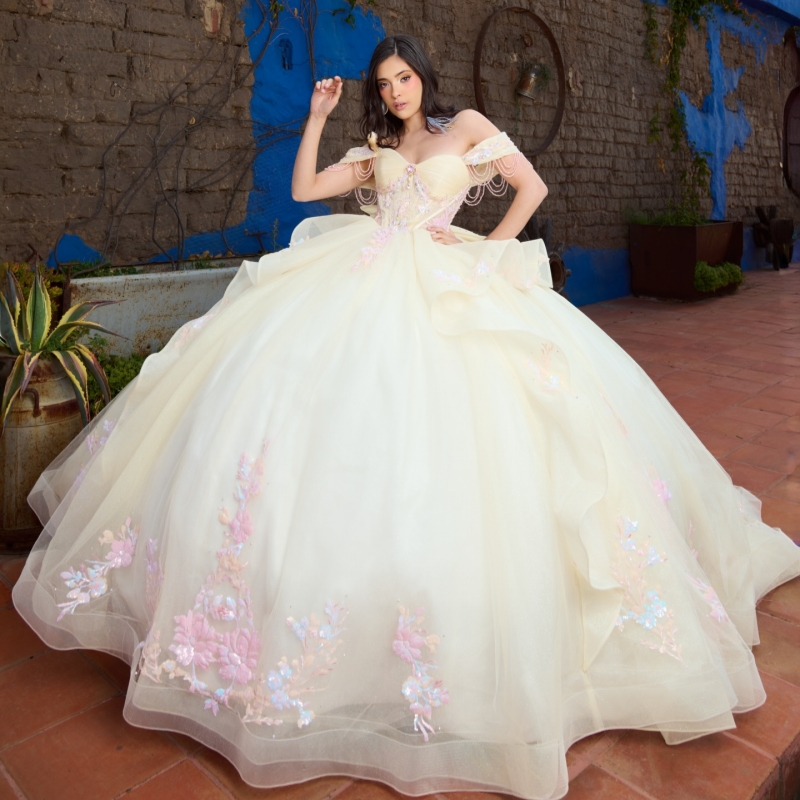 Light Champagne Quinceanera Dresses Ball Gown Off The Shoulder Sequin Applique Lace Beading Crystal Bow Corset Party Birthday Sweet 16 Dress Vestidos 
